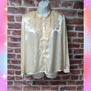 Vintage Women's MAPSAY NEW YORK Button Down Beaded Shirt Blouse Size XL